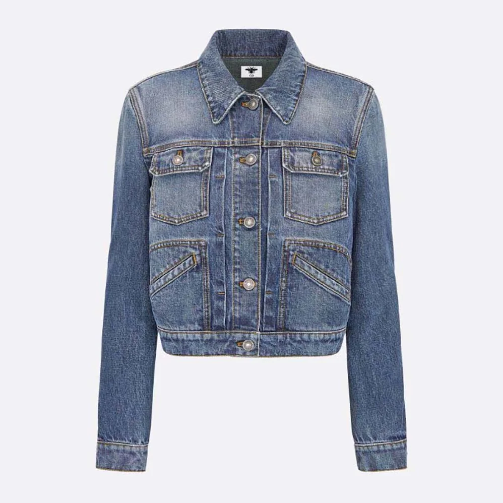 Dior Cropped Jacket Blue Stonewashed Cotton Denim for Women