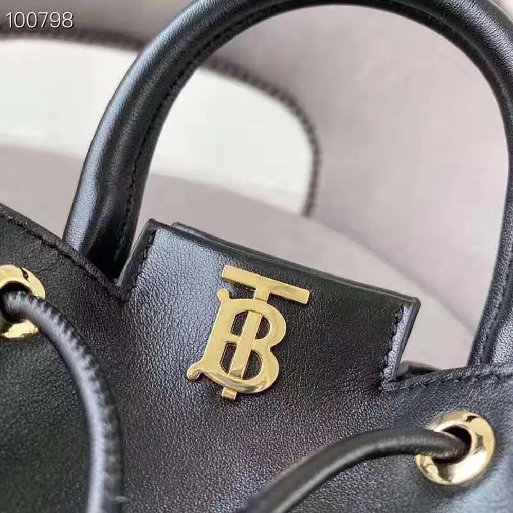 Burberry Monogram Motif Leather Bucket Bag for Women in Black Burberry Monogram Motif Leather Bucket Bag for Women in Black
