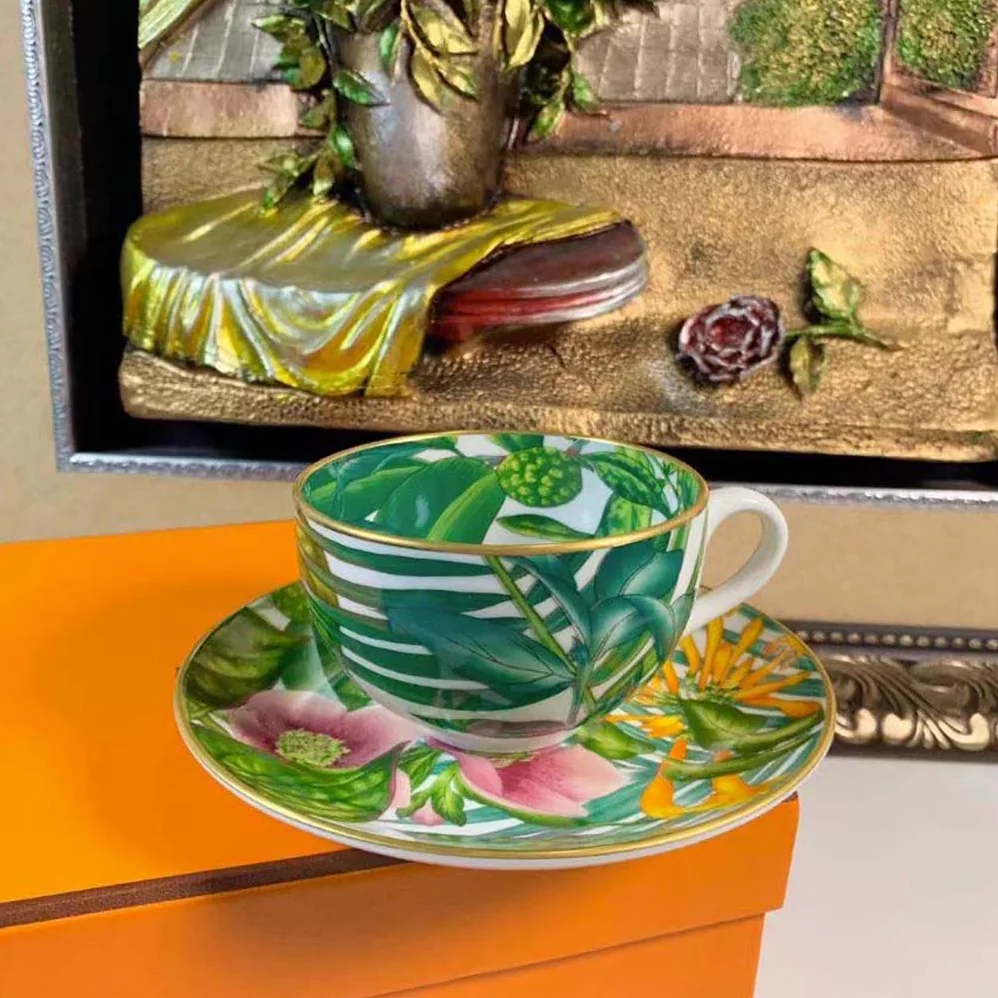 Hermes Passifolia Tea Cup and Saucer for Unisex Hermes Passifolia Tea Cup and Saucer for Unisex