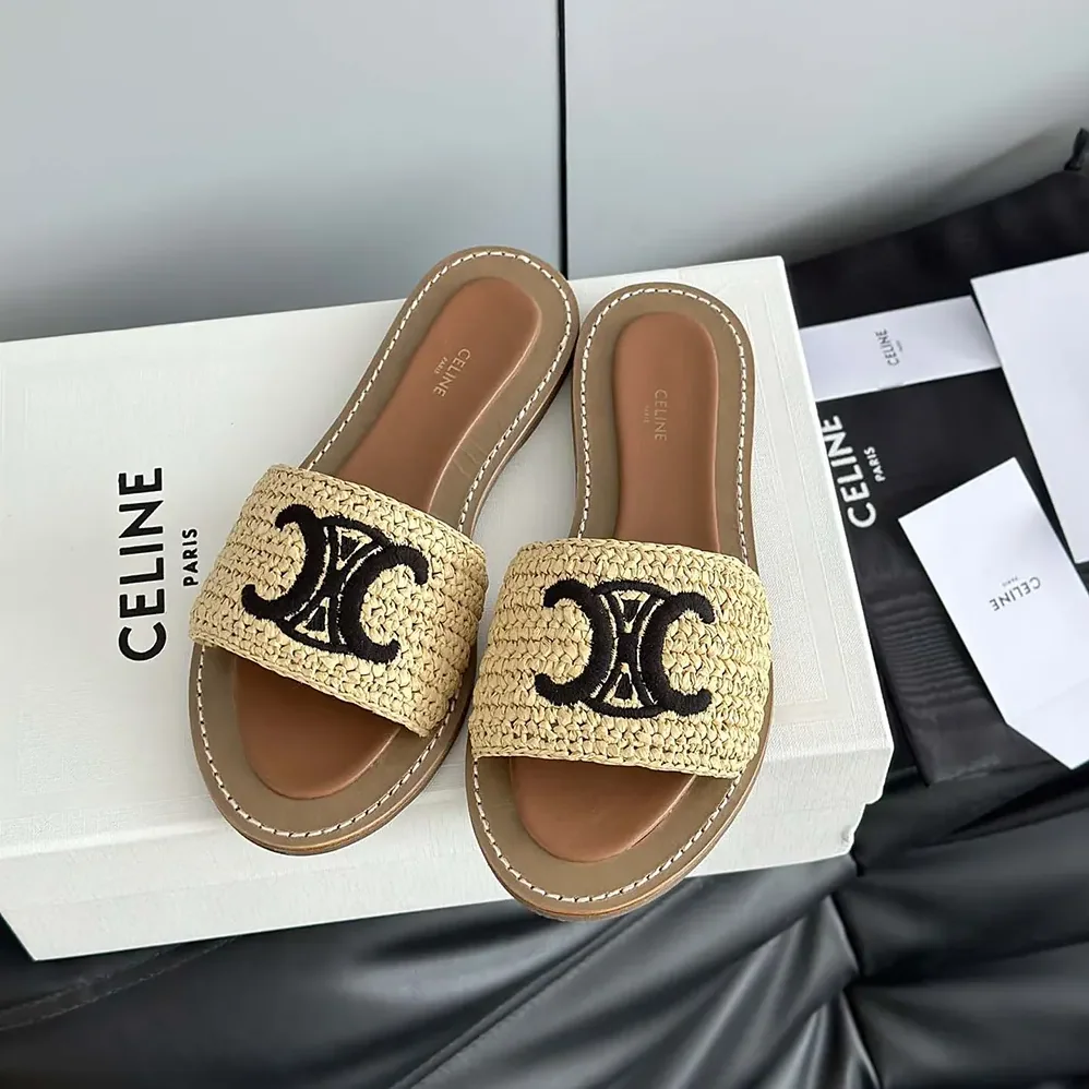 Celine Lympia Mule in Raffia for Women Celine Lympia Mule in Raffia for Women