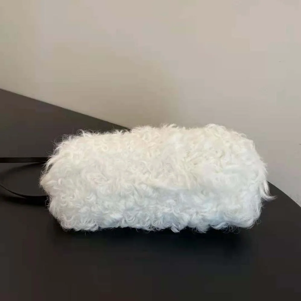 Fendi First Small White Mohair Wool Bag for Women