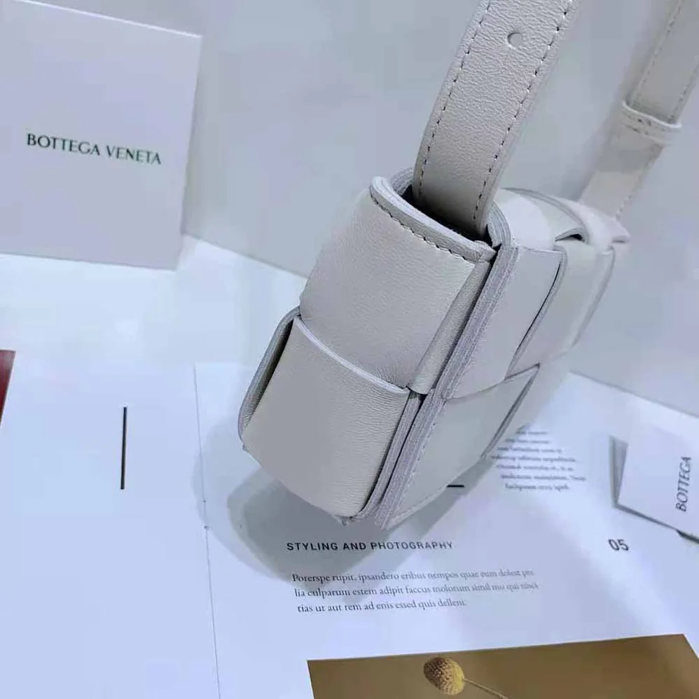 Bottega Veneta Belt Cassette Mini Intreccio Leather Belt Bag for Women in White