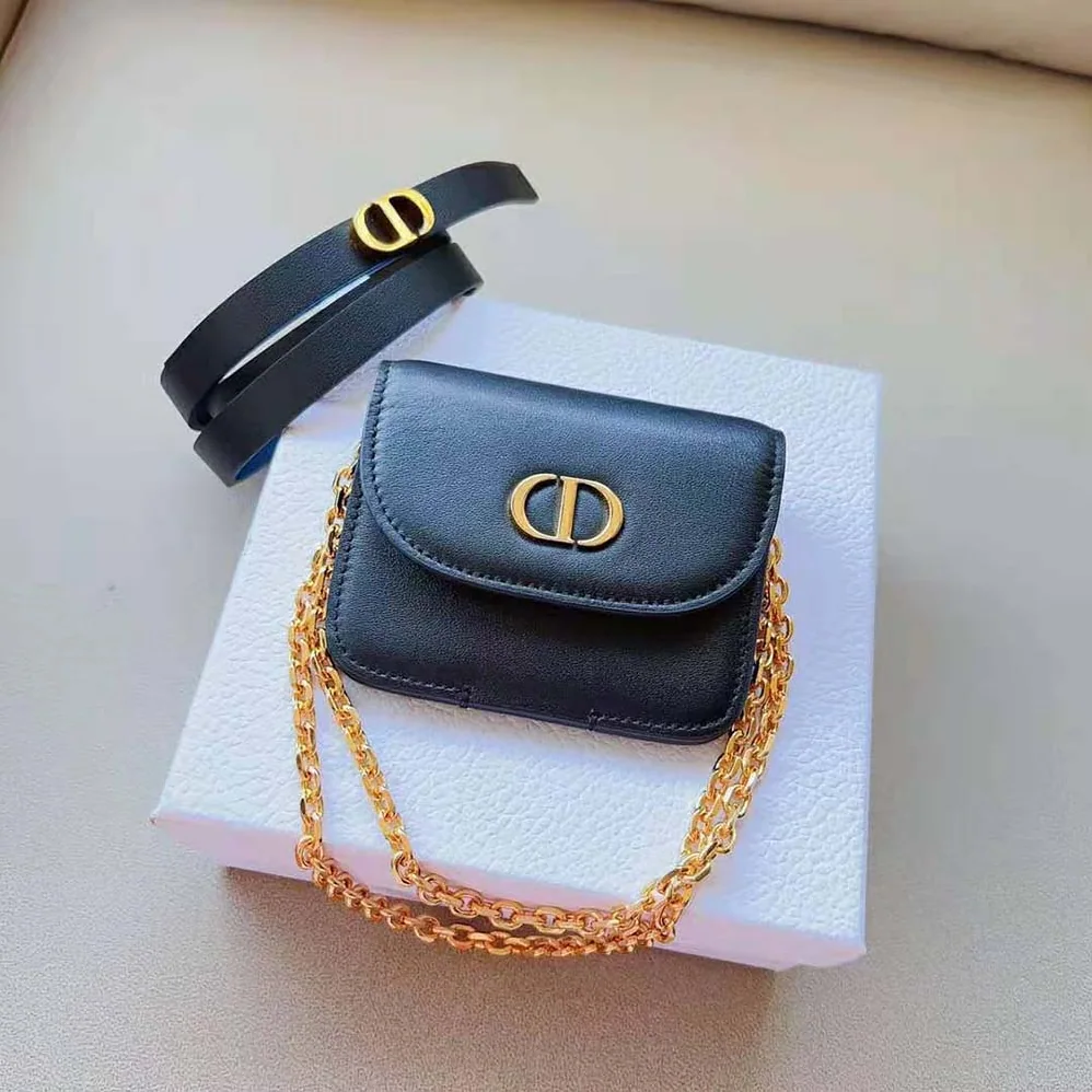 Dior 30 Montaigne Removable Pouch Belt Black Smooth Calfskin 20 MM for Women