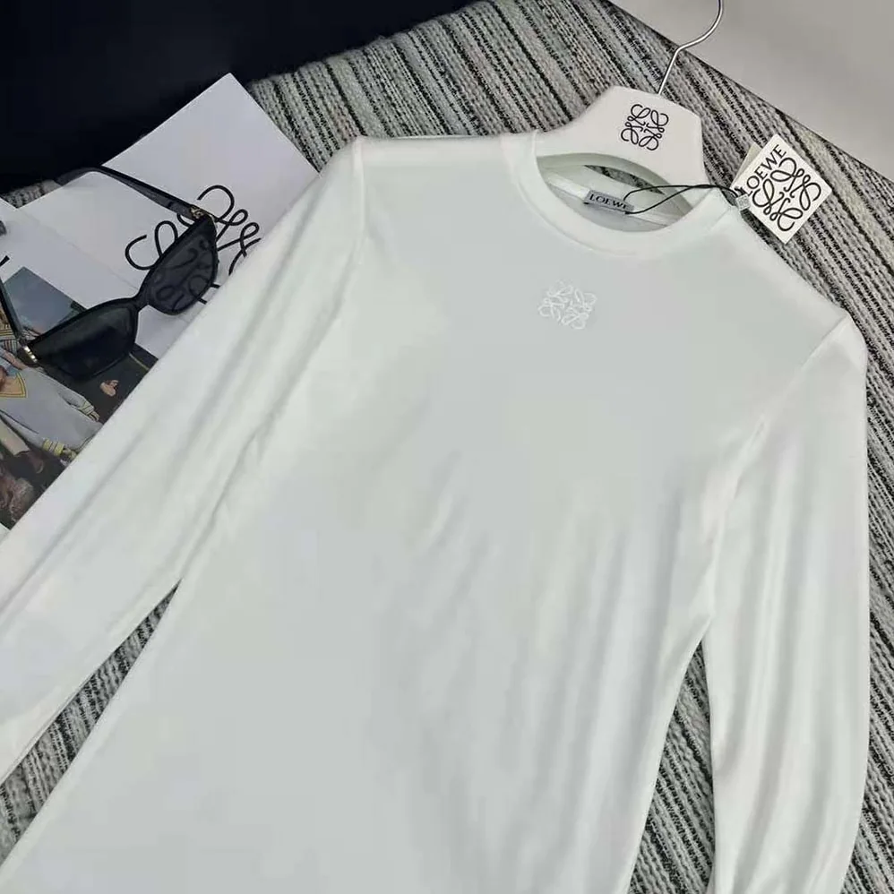 Loewe Long Sleeve Top in Modal for Women in White Loewe Long Sleeve Top in Modal for Women in White