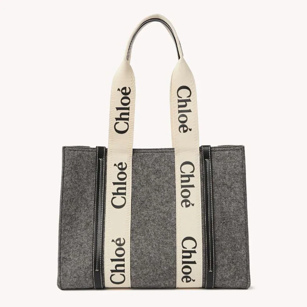 Chloe Medium Woody Tote Bag for Women in Silver Chloe Medium Woody Tote Bag for Women in Silver