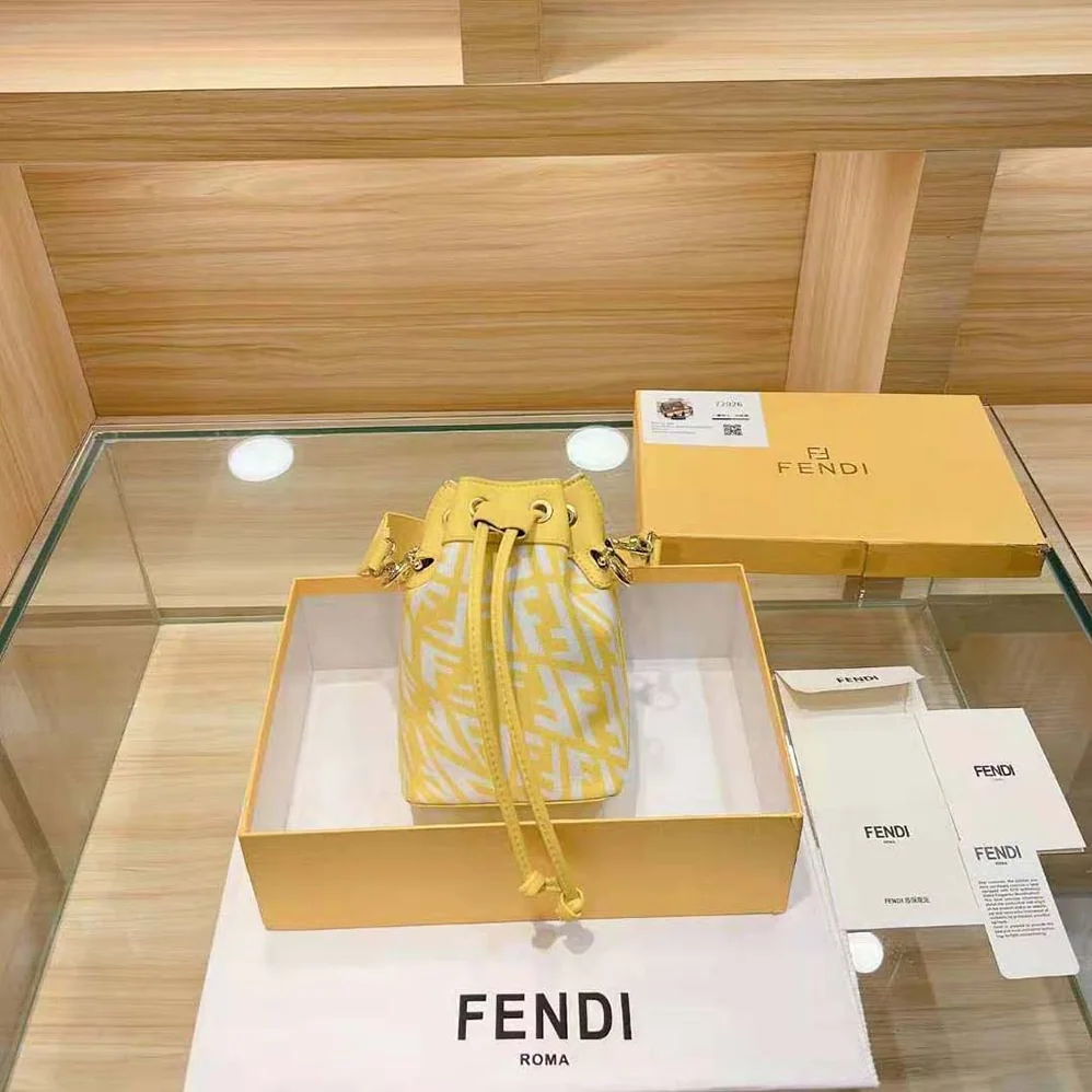 Fendi Mon Tresor Glazed Canvas Mini-Bag for Women in Yellow Fendi Mon Tresor Glazed Canvas Mini-Bag for Women in Yellow