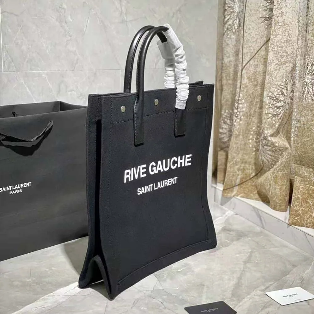 Saint Laurent YSL Rive Gauche N/S Shopping Bag in Cotton for Women Saint Laurent YSL Rive Gauche N/S Shopping Bag in Cotton for Women
