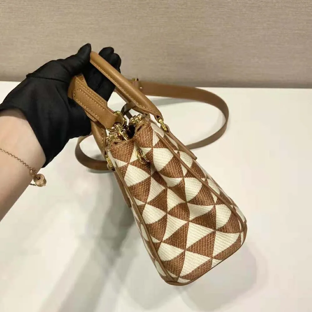 Prada Galleria Embroidered Jacquard Fabric Micro-Bag for Women in Brown Prada Galleria Embroidered Jacquard Fabric Micro-Bag for Women in Brown