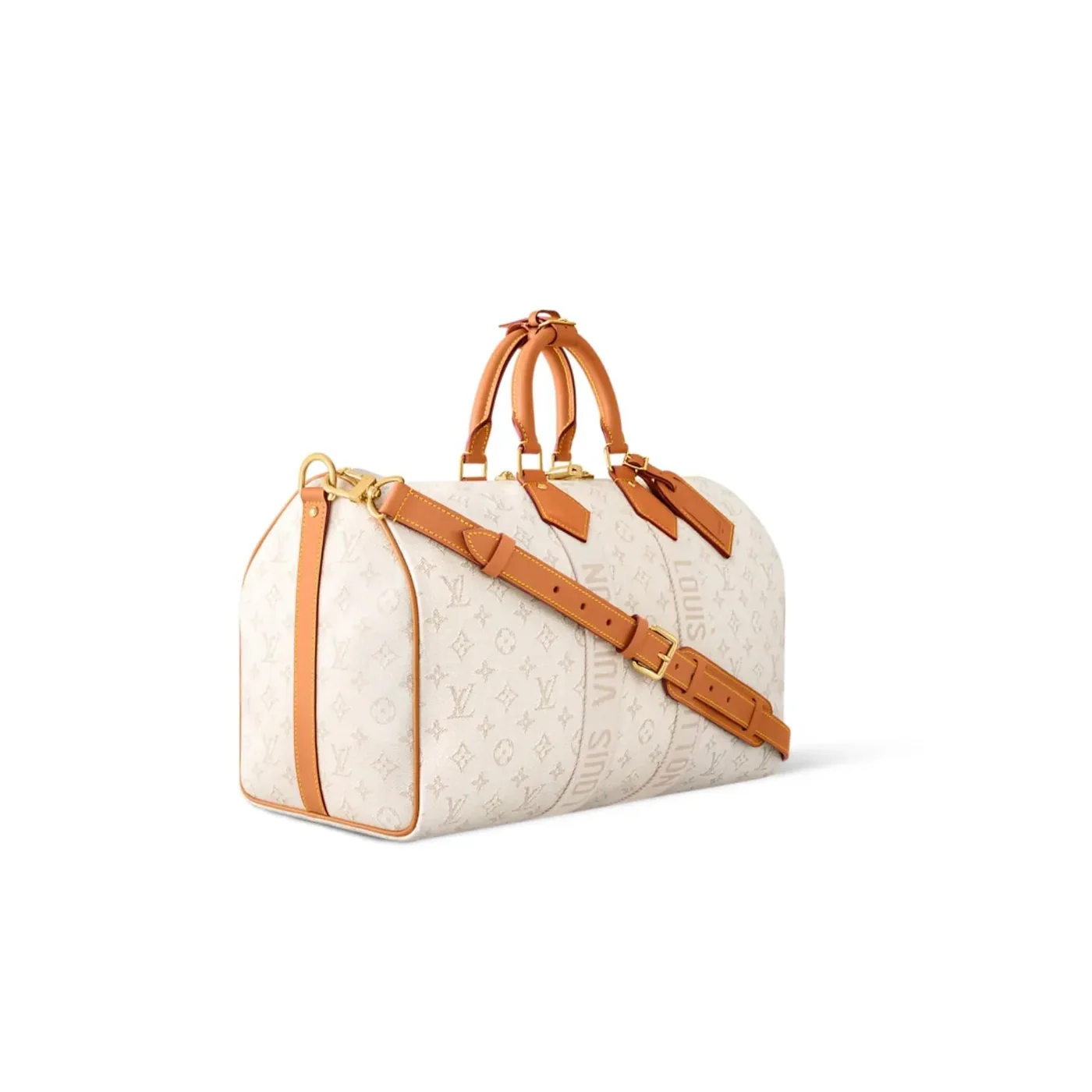 Louis Vuitton Keepall Bandouliere 45 Travel Bag / Off in White Gold Hardware