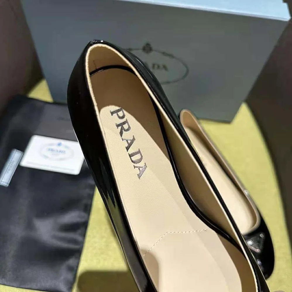 Prada Patent Leather Ballerinas for Women in Black