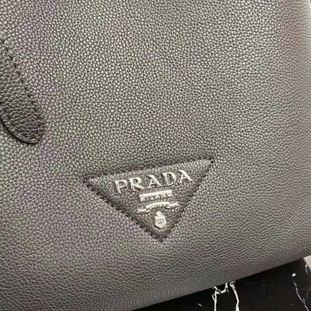 Prada Leather Tote Handle Bag for Women in Black
