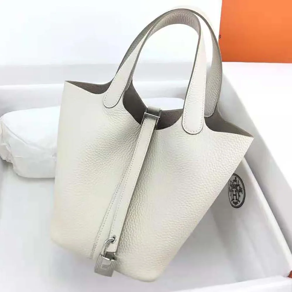 Hermes Picotin Lock 22cm in Clémence leather for Women in White