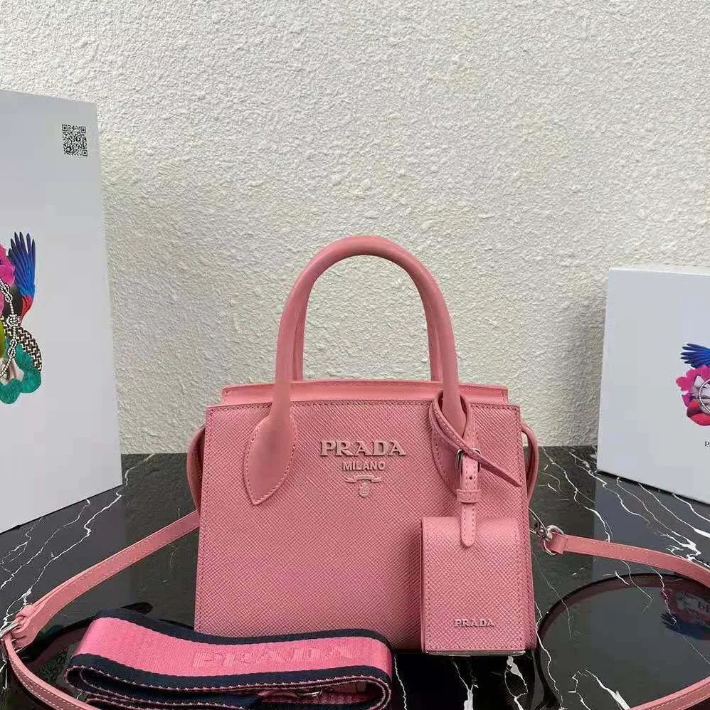 Prada Saffiano Leather Prada Monochrome Bag for Women in Pink Prada Saffiano Leather Prada Monochrome Bag for Women in Pink
