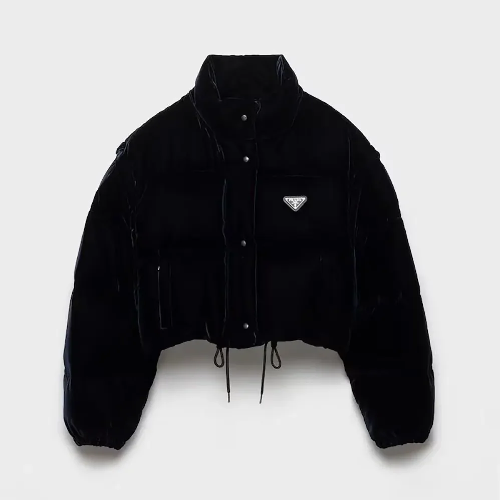 Prada Velvet Down Jacket for Women in Black