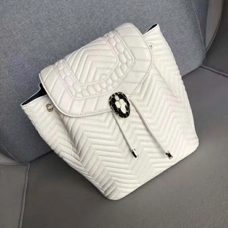 Bvlgari Serpenti Hypnotic Medium Backpack In Quilted Nappa Leather for Women in White Bvlgari Serpenti Hypnotic Medium Backpack In Quilted Nappa Leather for Women in White