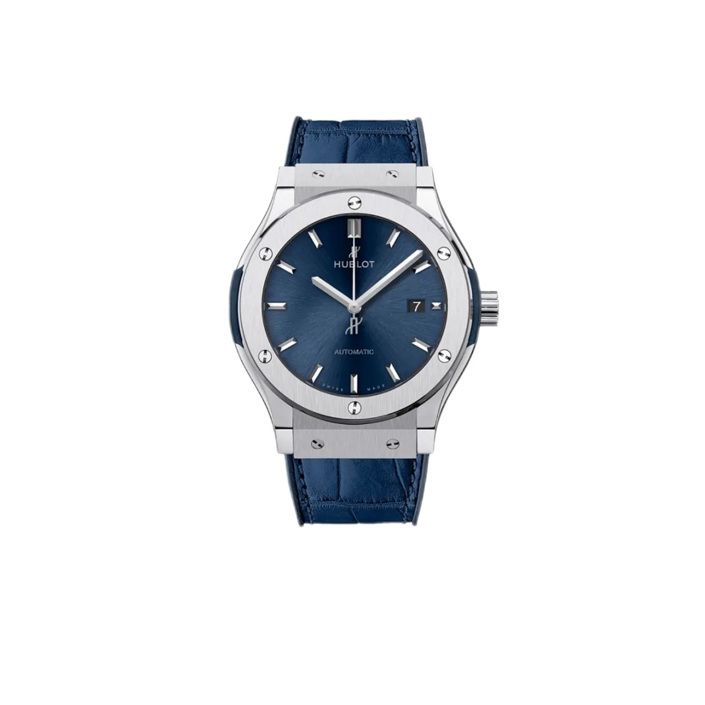 Hublot Classic Fusion Watch Automatic Silver Toned Blue Sunray Dial Hublot Classic Fusion Watch Automatic Silver Toned Blue Sunray Dial