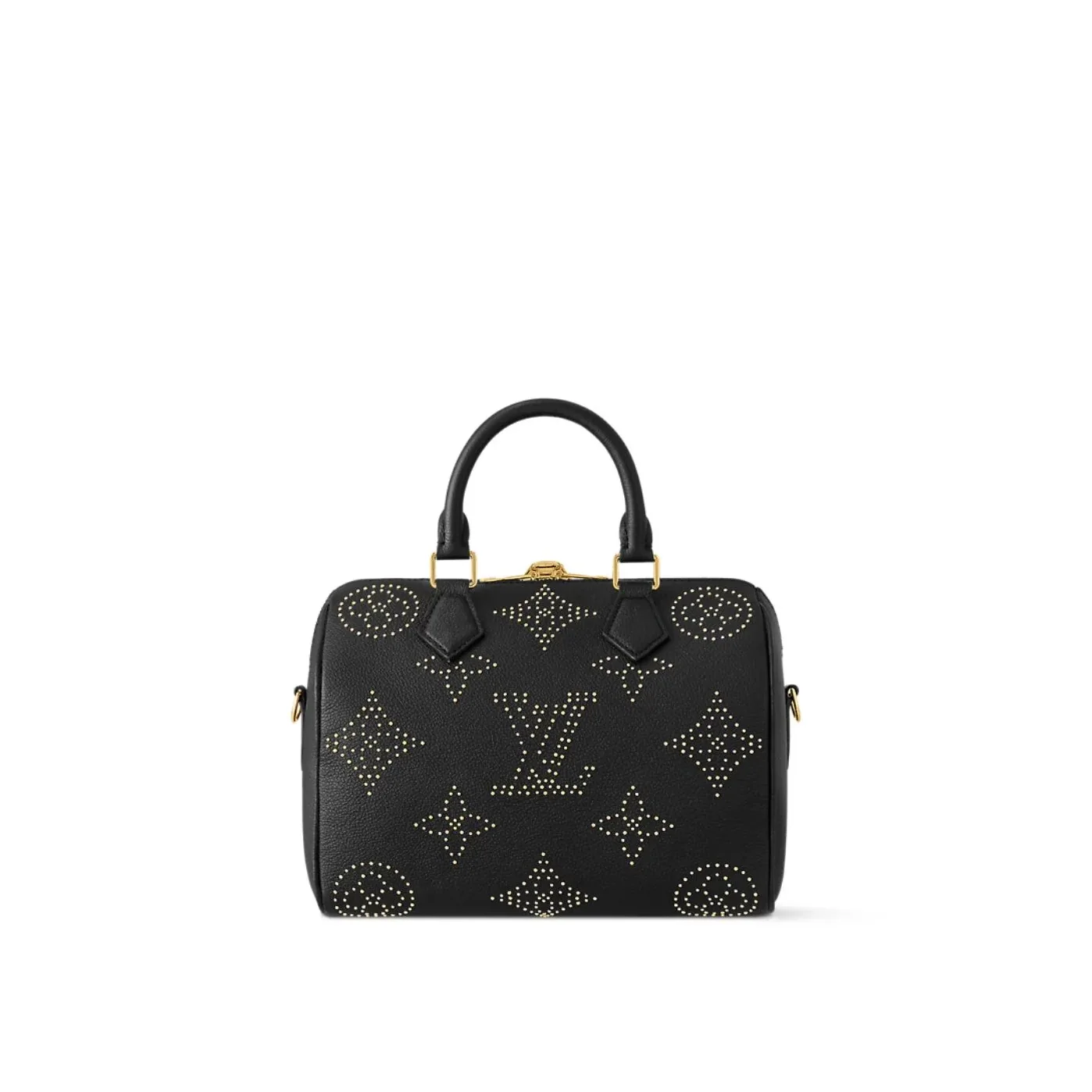 Louis Vuitton Speedy Bandouliere 25 Top Handle Bag in Black Gold Hardware Louis Vuitton Speedy Bandouliere 25 Top Handle Bag in Black Gold Hardware