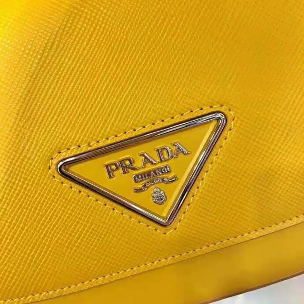 Prada Saffiano Leather Prada Ldentity Shoulder Bag for Women in Yellow