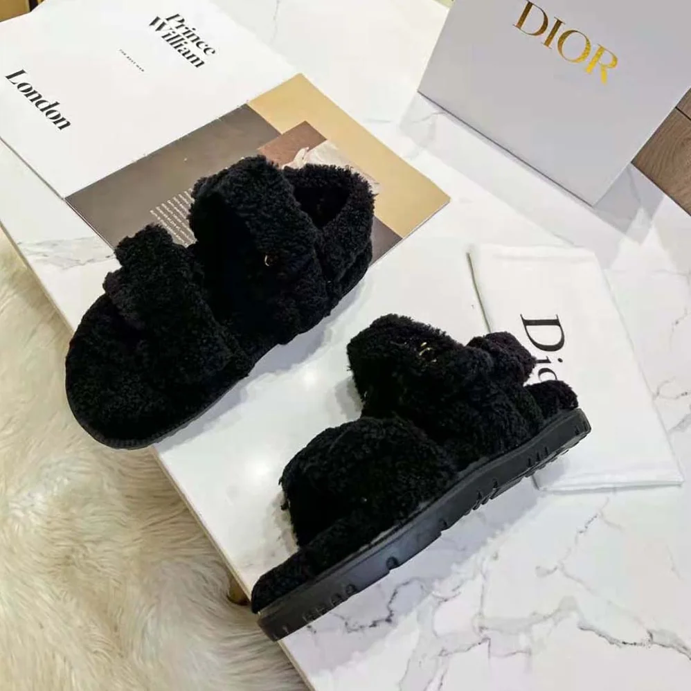 Dior Dioract Sandal Black Shearling for Women Dior Dioract Sandal Black Shearling for Women