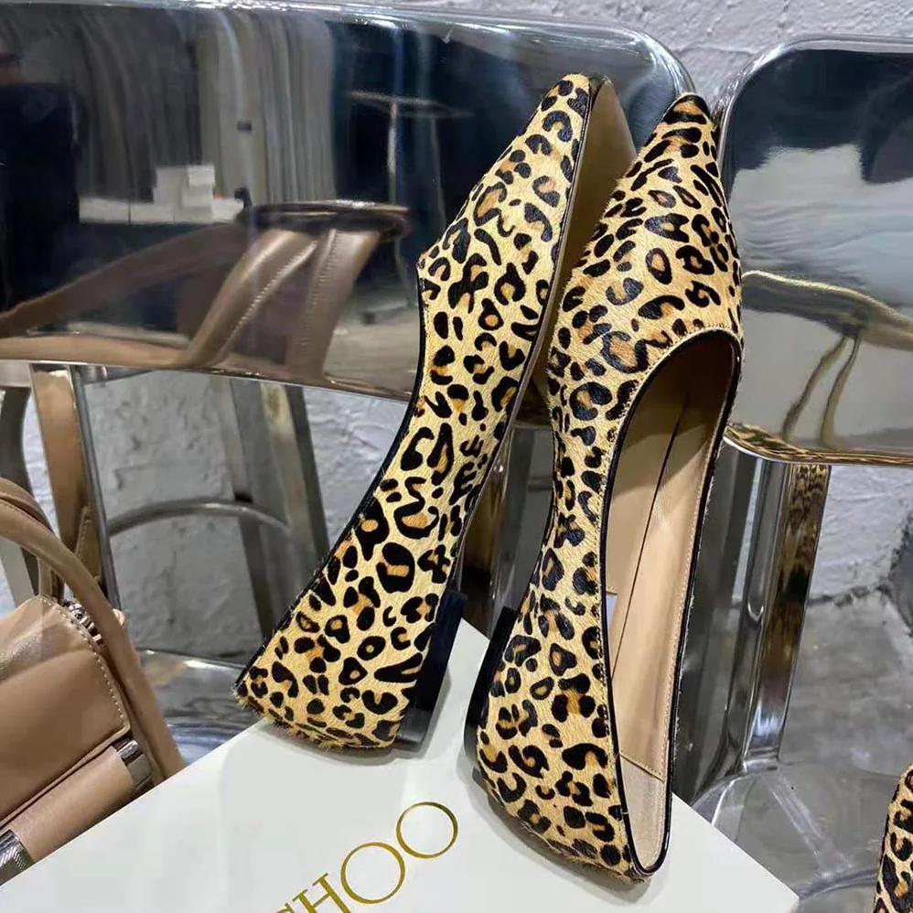 Jimmy Choo Mirele Flat Natural Mix Leopard Print Pony Flats with JC Emblem for Women Jimmy Choo Mirele Flat Natural Mix Leopard Print Pony Flats with JC Emblem for Women