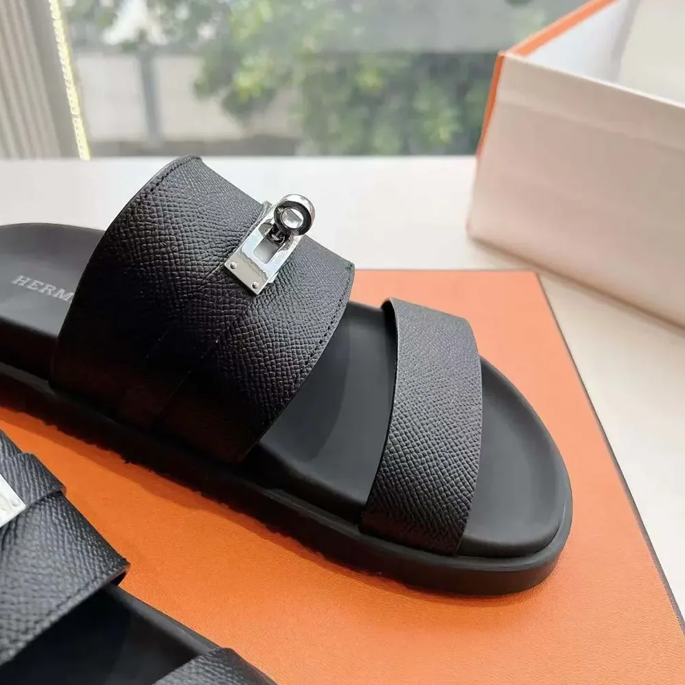 Hermes Jackson Sandal in Epsom Calfskin for Unisex in Black Hermes Jackson Sandal in Epsom Calfskin for Unisex in Black