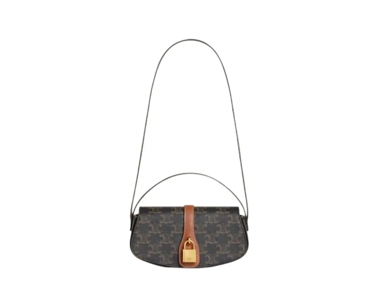 Celine Clutch On Strap Tabou In Triomphe Canvas Brown /