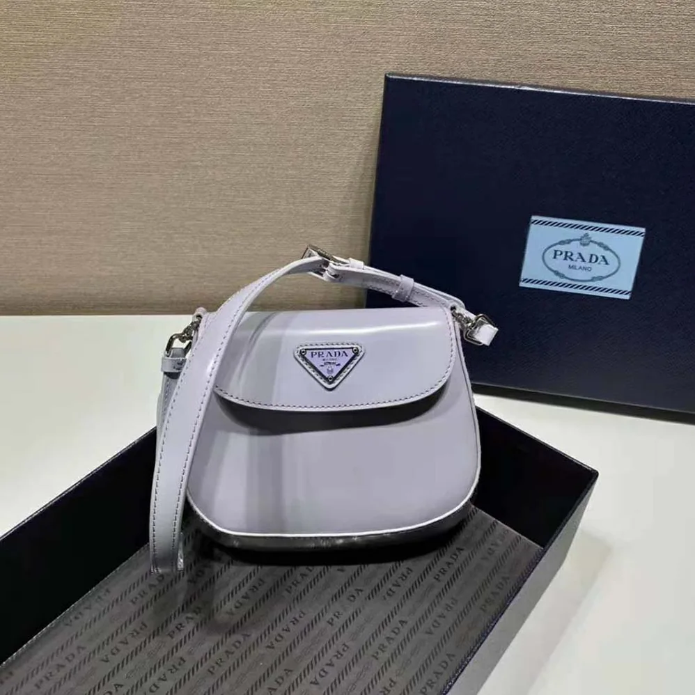 Prada Cleo Brushed Leather Mini Bag for Women in Purple Prada Cleo Brushed Leather Mini Bag for Women in Purple