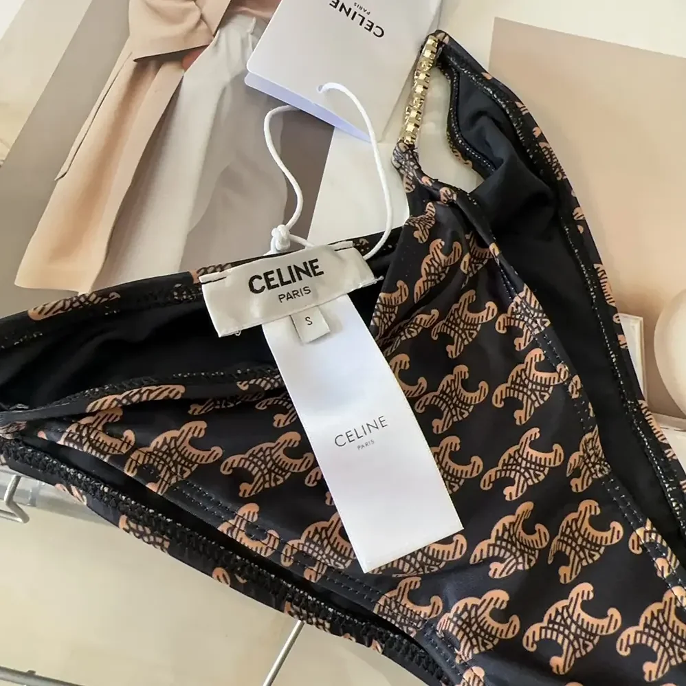 Celine Triangle Top / Swimsuit Bottom in Monogram Jersey 2X16F939T.17BR for Women Celine Triangle Top / Swimsuit Bottom in Monogram Jersey 2X16F939T.17BR for Women