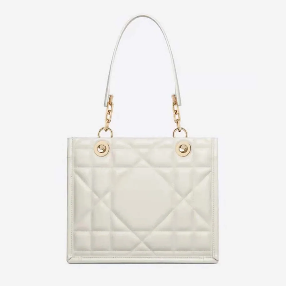 Dior Medium Dior Essential Tote Bag White Archicannage Calfskin for Women