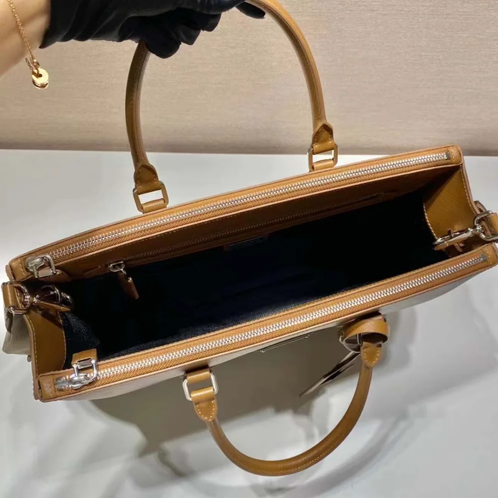 Prada Saffiano Leather Prada Galleria Bag for Men in Brown