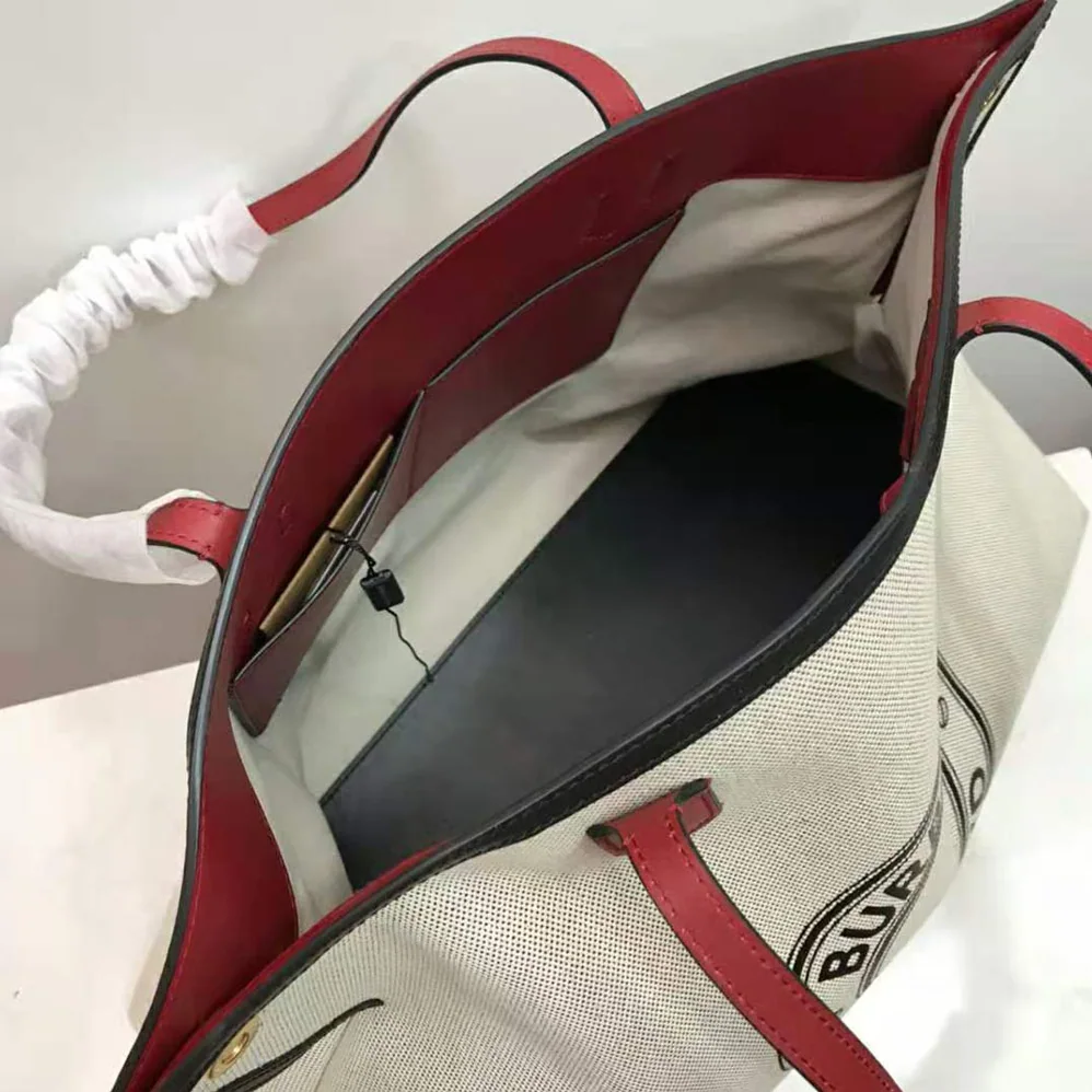 Burberry Large Logo Graphic Cotton Canvas Society Tote for Women Burberry Large Logo Graphic Cotton Canvas Society Tote for Women