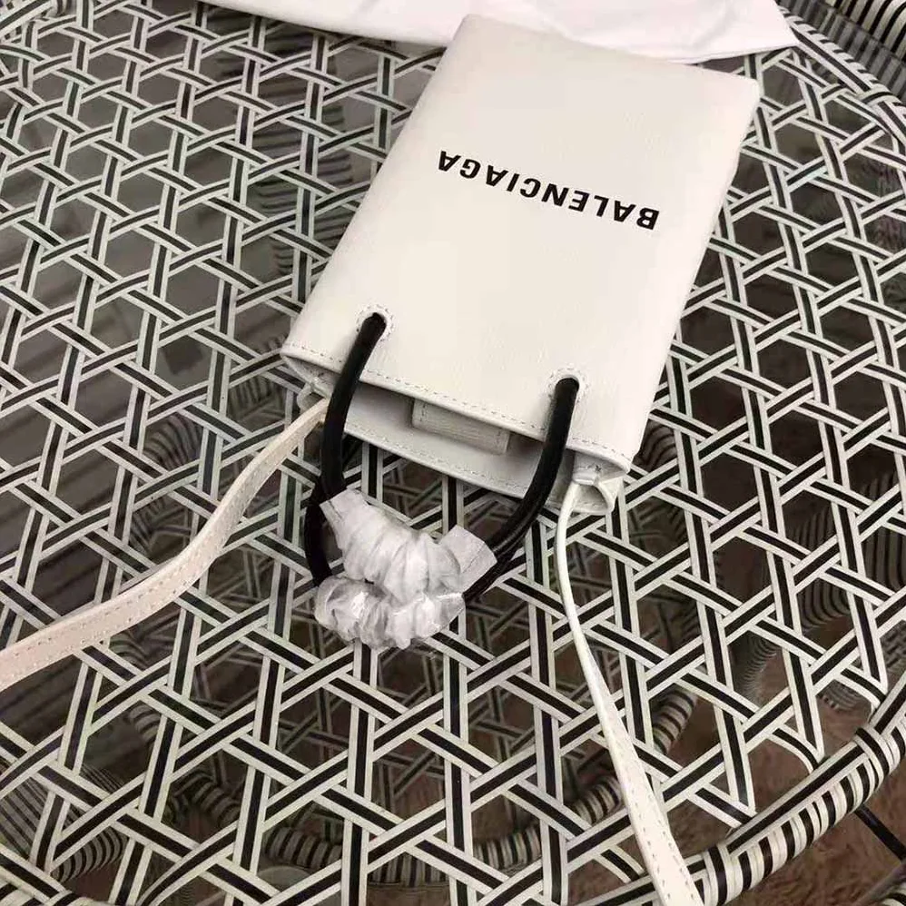 Balenciaga Shopping Phone Holder Shopping Phone Holder in White Squared Calfskin for Unisex