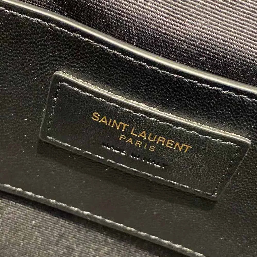Saint Laurent YSL 80's Vanity Bag in Carre-Quilted Grain DE Poudre Embossed Leather for Women in Black