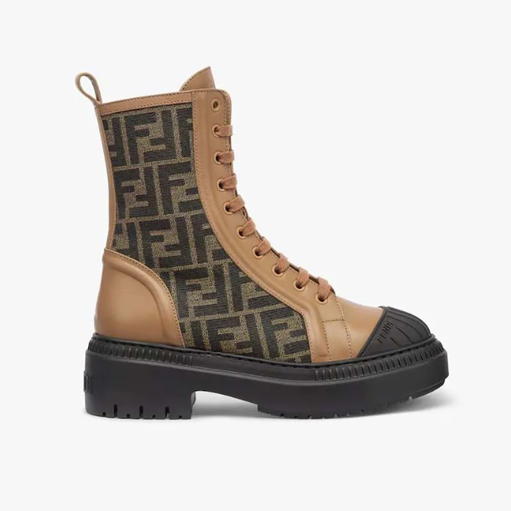 Fendi Domino Beige Leather Biker Boots for Women Fendi Domino Beige Leather Biker Boots for Women