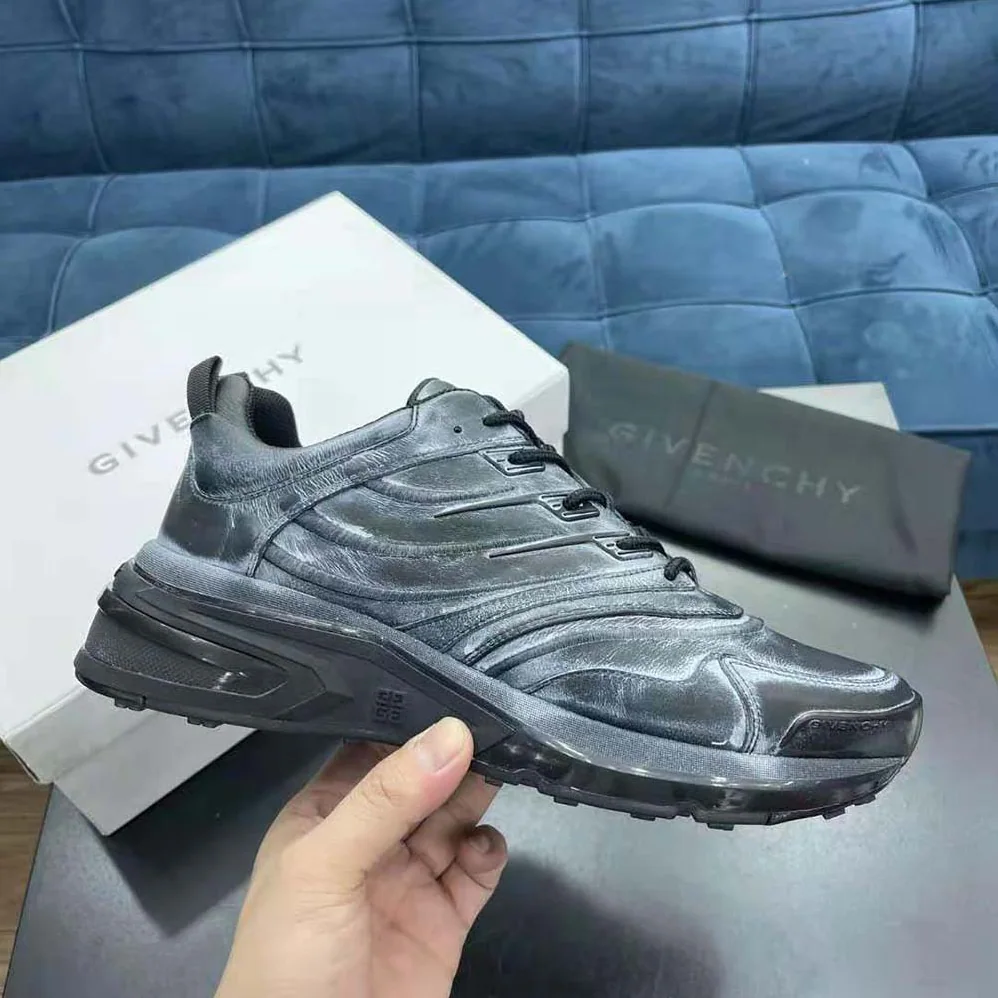 Givenchy Giv 1 Sneakers in Leather with Tag Effect Prints for Men in Black