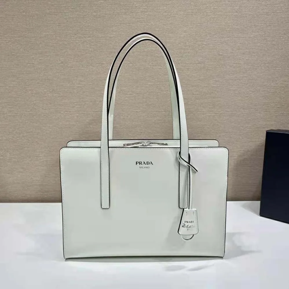 Prada Re-Edition 1995 Brushed-Leather Medium Handbag for Women in White