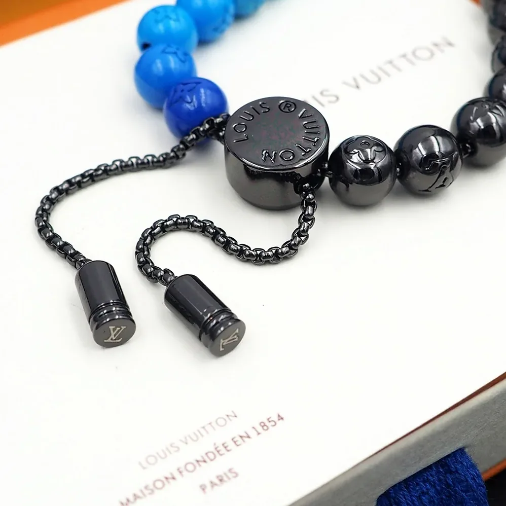 Louis Vuitton Beads Bracelet Blue in Black Louis Vuitton Beads Bracelet Blue in Black