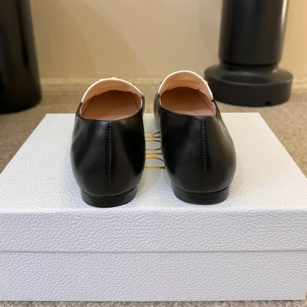 Dior Médaillon Loafer Black and White Lambskin for Women Dior Médaillon Loafer Black and White Lambskin for Women