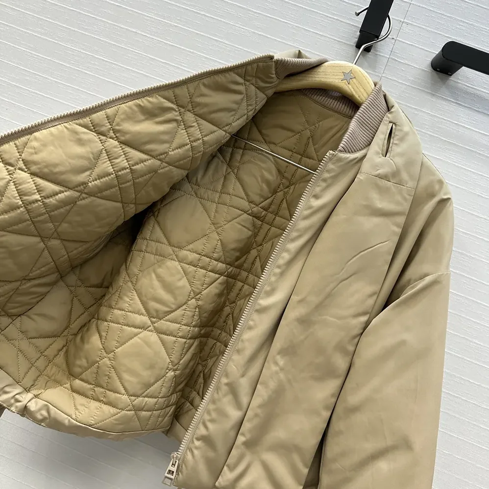 Dior Jacket with Scarf Collar Beige Padded Silk Faille for Women