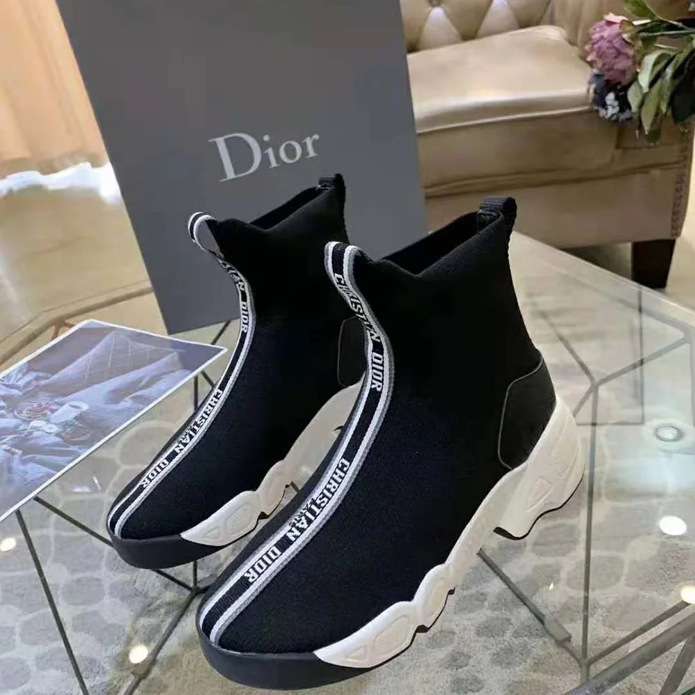 Dior F. Two Point Zero Technical Knit High-Top Sneaker for Women in Black