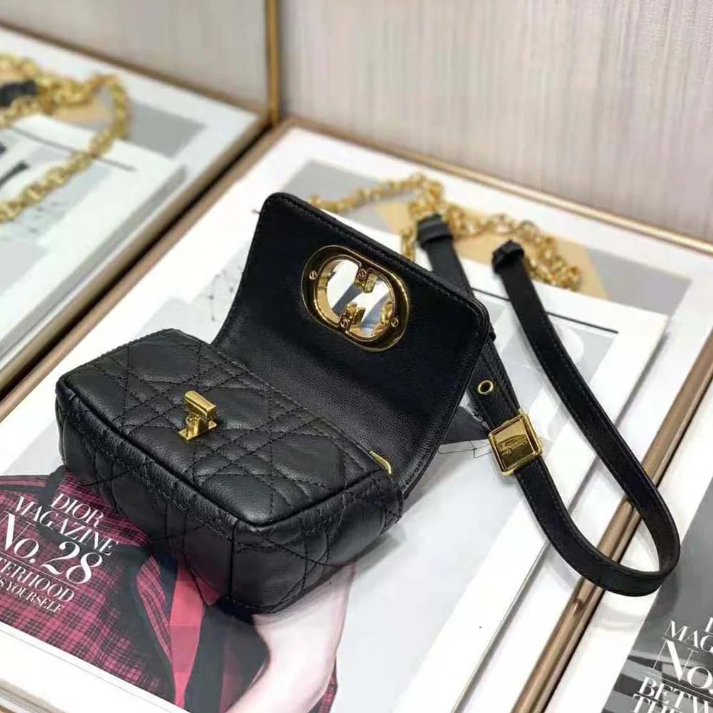 Dior Micro Dior Caro Bag Black Supple Cannage Calfskin for Women