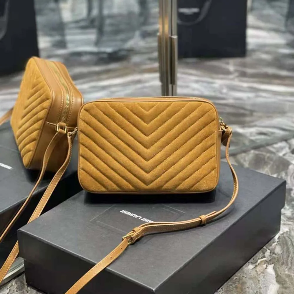 Saint Laurent YSL Lou Camera Bag in Quilted Suede and Smooth Leather for Women