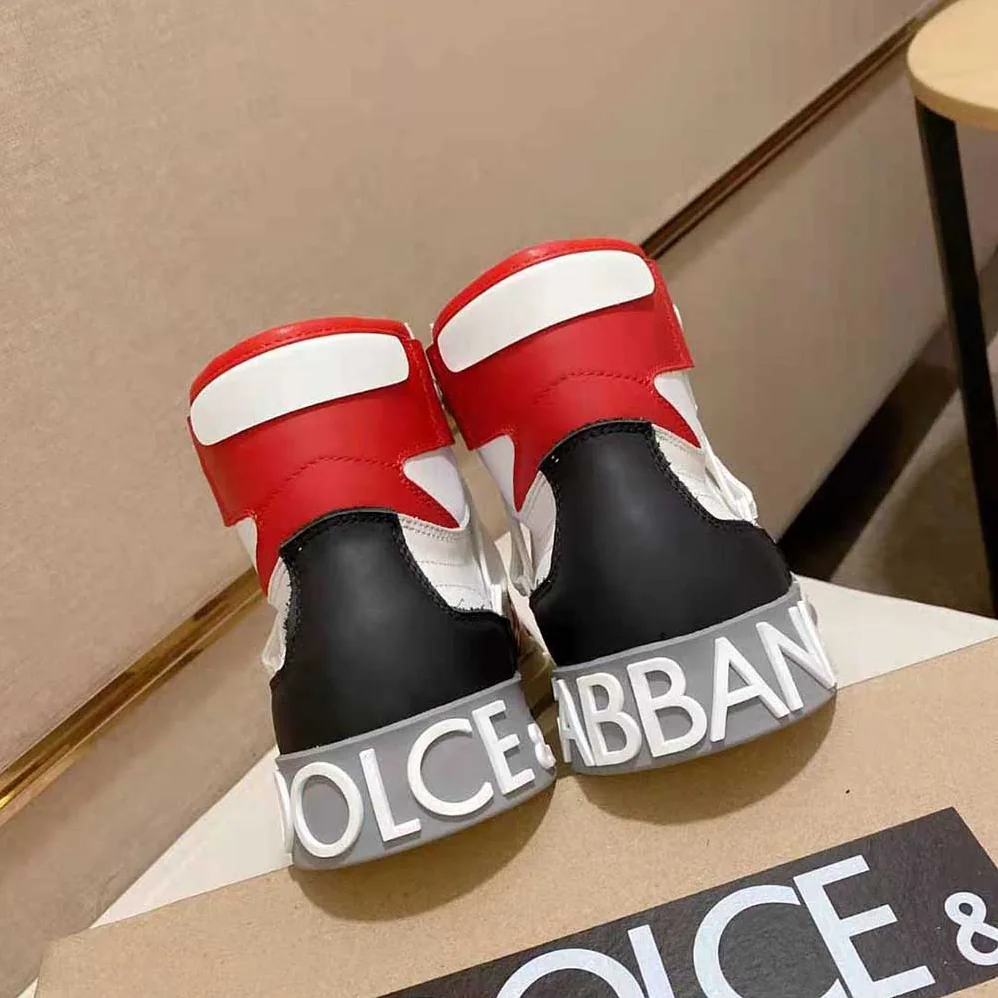 Dolce Gabbana D&G Calfskin Custom 2.Zero High-Top Sneakers with Contrasting Details for Men in Red Dolce Gabbana D&G Calfskin Custom 2.Zero High-Top Sneakers with Contrasting Details for Men in Red