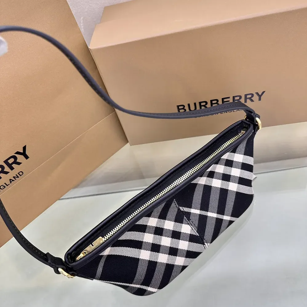 Burberry Check Mini Bag for Women in Black Burberry Check Mini Bag for Women in Black