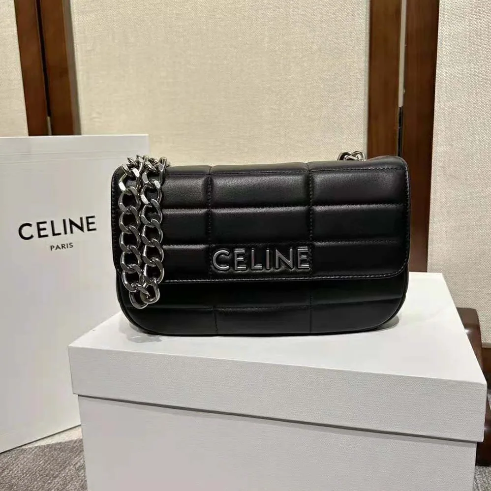 Celine Chain Shoulder Bag Matelasse Monochrome Celine in Quilted Goatskin for Women in Silver Celine Chain Shoulder Bag Matelasse Monochrome Celine in Quilted Goatskin for Women in Silver