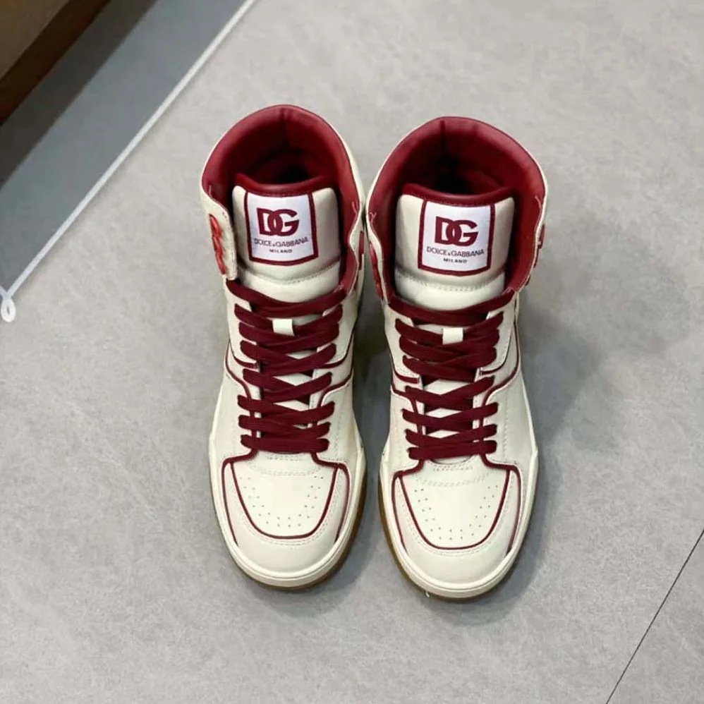 Dolce Gabbana D&G Calfskin Nappa New Roma Mid-Top Sneakers for Unisex in Beige