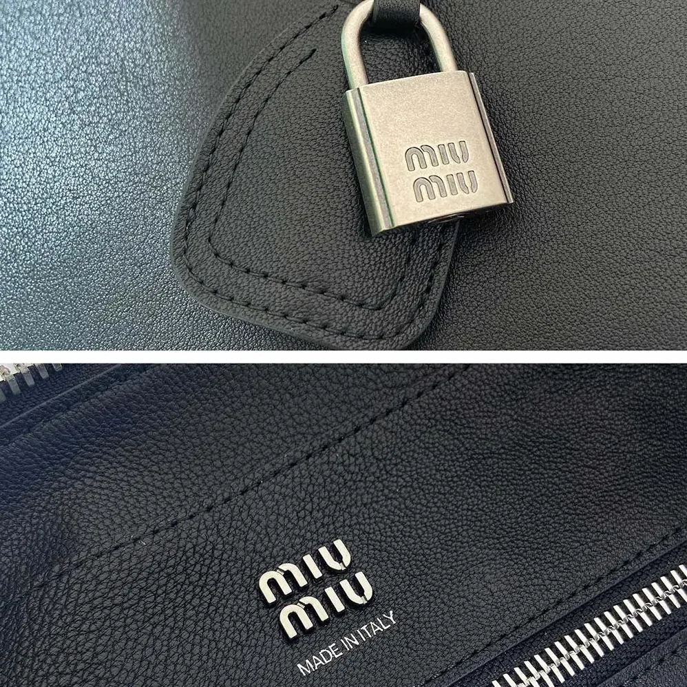 Miu Miu Vivant Leather Bag Black for Women
