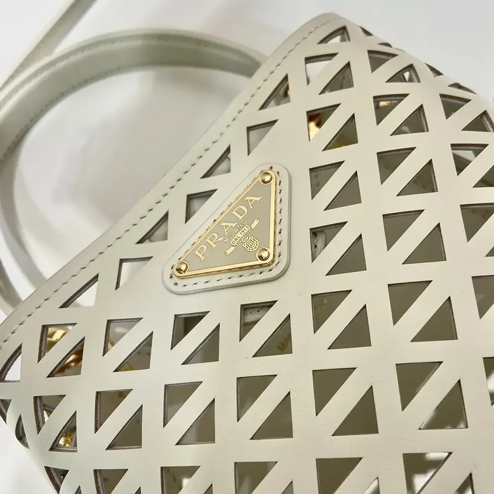Prada Panier Leather Mini-bag with Cut-out Motif for Women in White