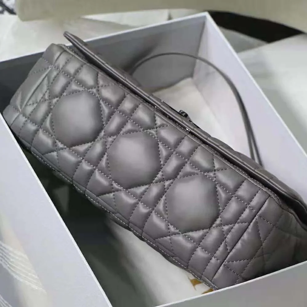 Dior Medium Dior Caro Bag Steel Gray Quilted Macrocannage Calfskin for Women