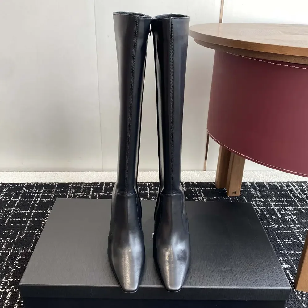Saint Laurent YSL Francoise Boots In Smooth Leather for Women in Black